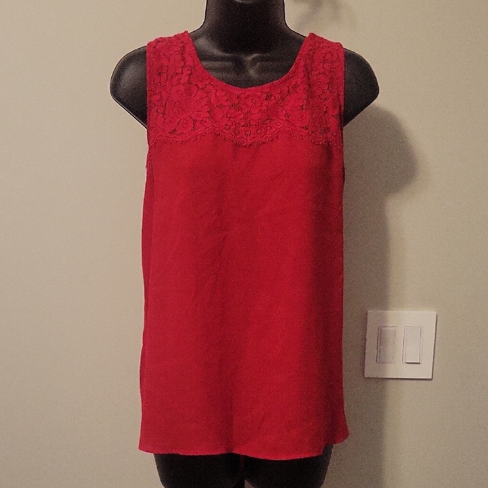 Cato Red Lace Detail Top